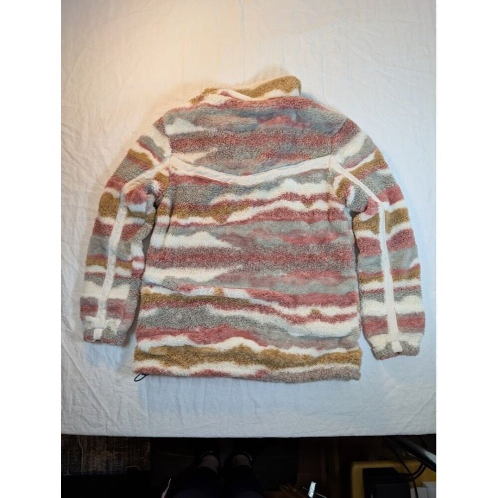 Hooey women's size small super cozy sherpa pull over pink tan white pockets - Picture 10 of 12